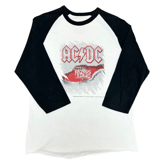 Vintage Y2K AC/DC “The Razors Edge” Band Tour White Baseball Style Graphic Shirt - Size Large