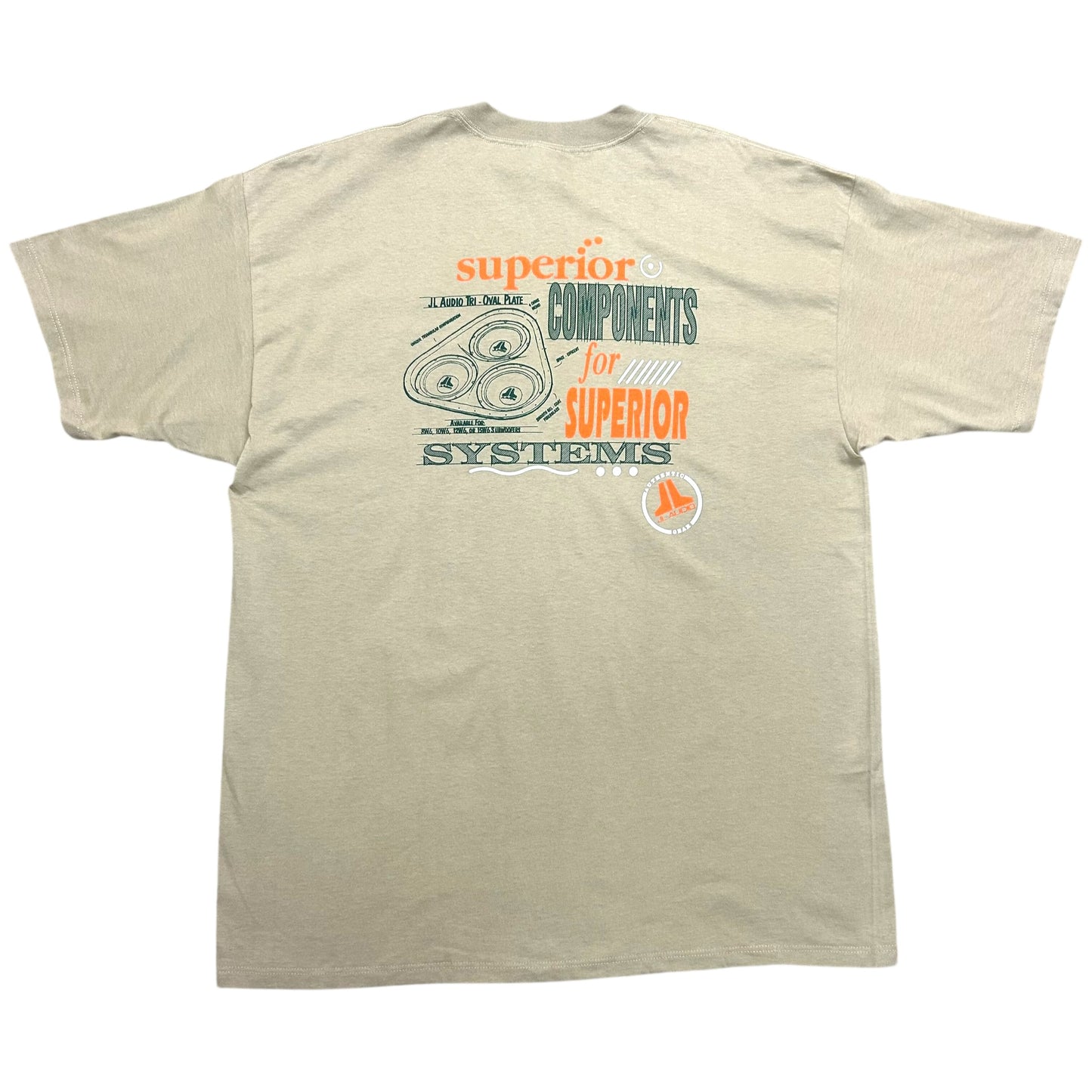 Early 2000s JL Audio Gear Tan Graphic T-Shirt - Size XXL
