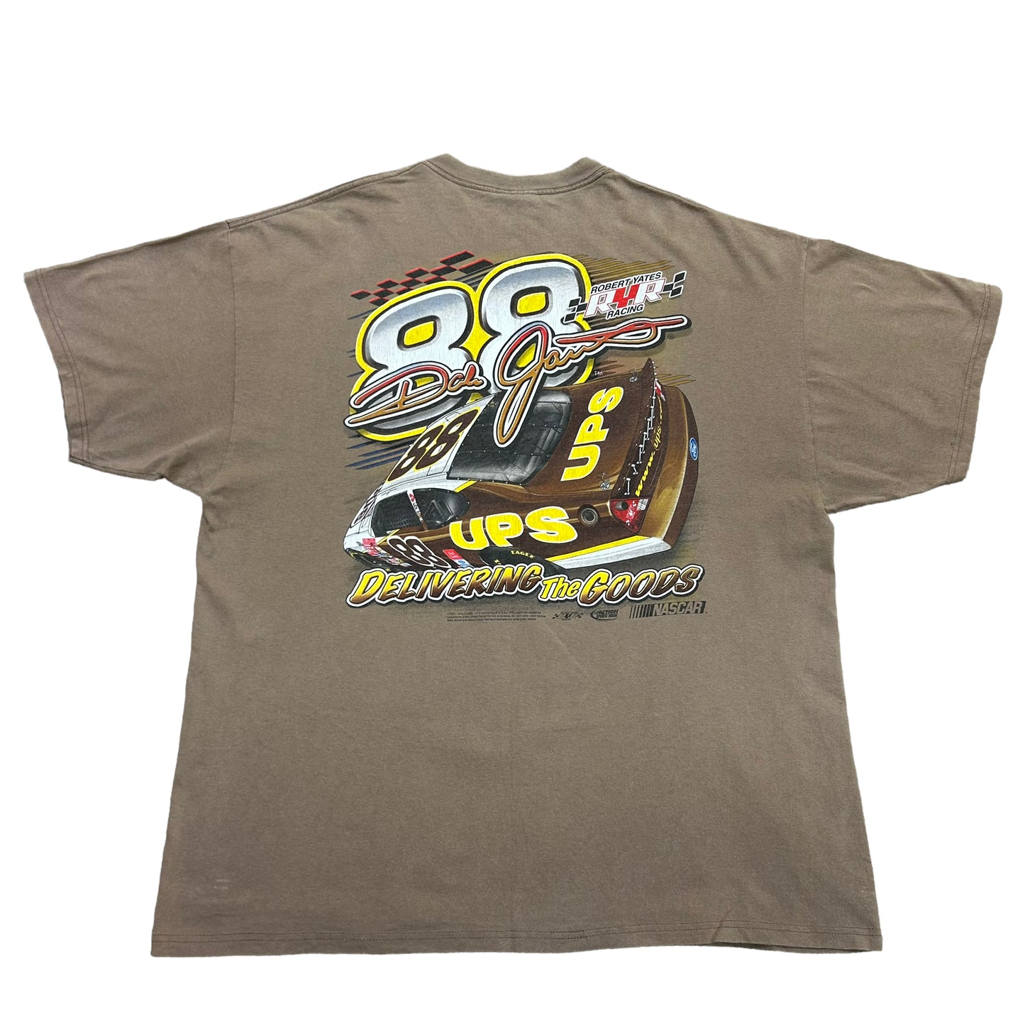 Vintage Y2K Dale Jarrett UPS Racing Brown Graphic T-Shirt - Size XL