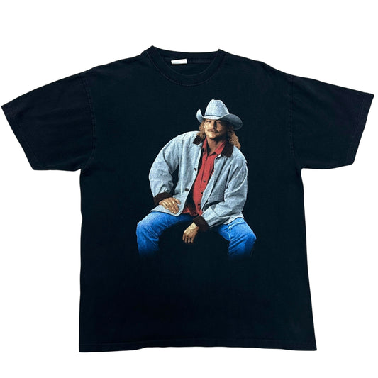 Vintage 1990s Alan Jackson Black Graphic T-Shirt - Size Large