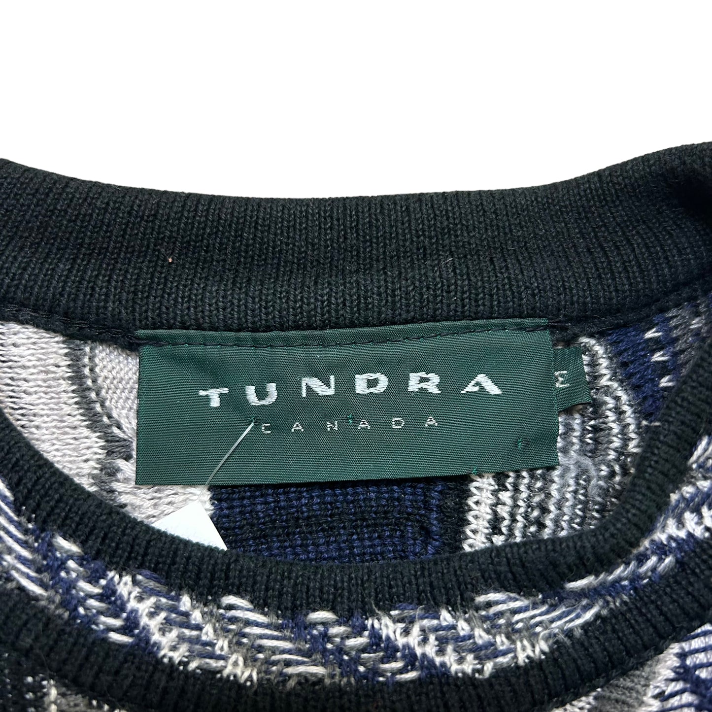 Vintage 1990s Tundra Canada Navy/Black/White Coogi Style Knit Sweater - Size Medium