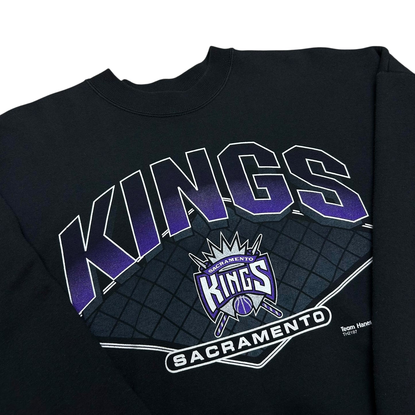 Vintage 1990s Sacramento Kings Black Crewneck Sweatshirt - Size XL