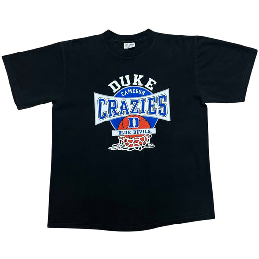 Vintage 1990s Duke Blue Devils “Cameron Crazies” Black Graphic T-Shirt - Size XL (Fits Large)