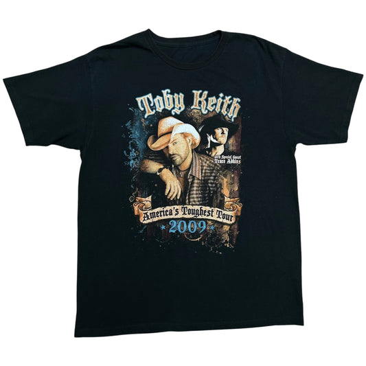 Late 2000s Toby Keith/Trace Adkins “America’s Toughest Tour” Black Graphic T-Shirt - Size Large