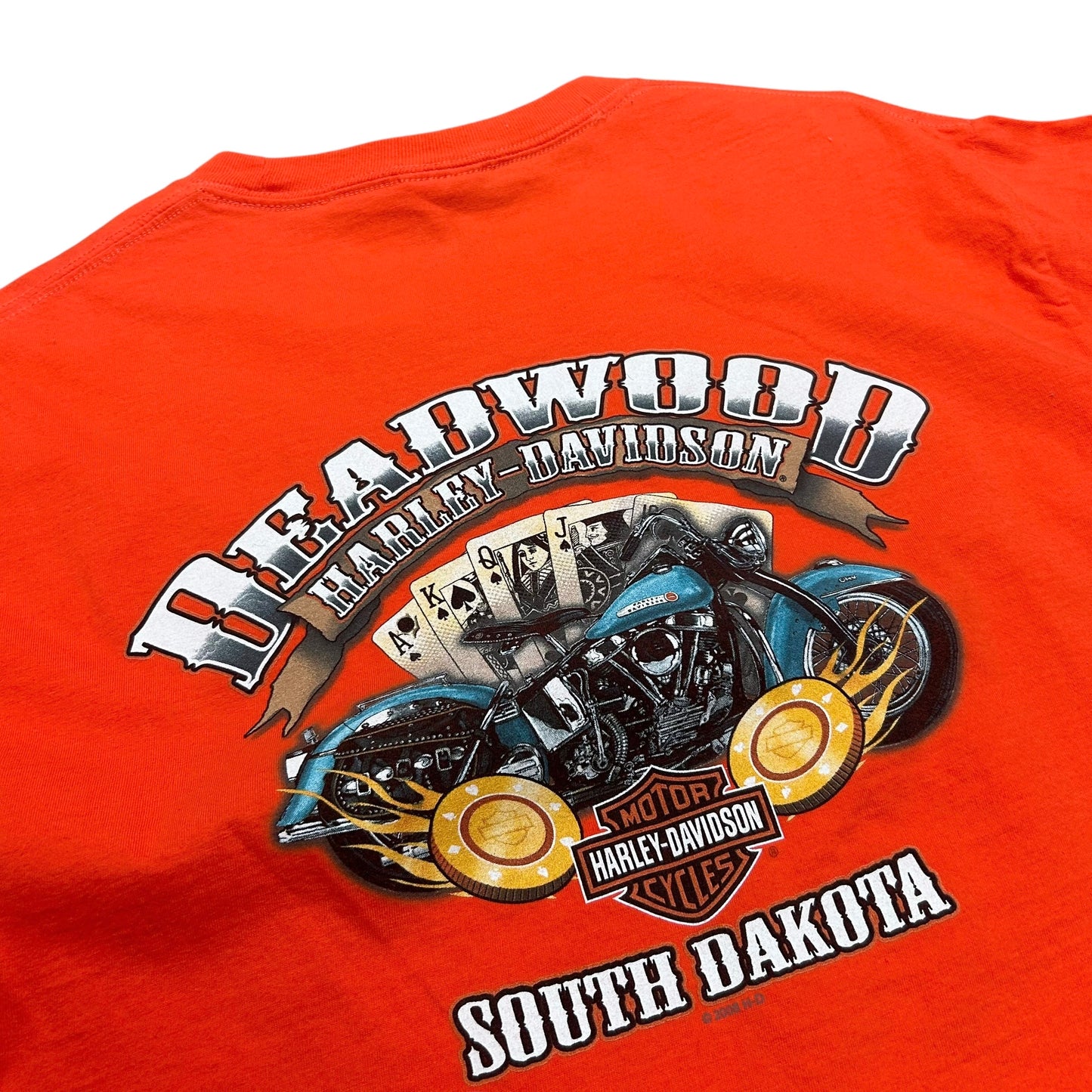 Mid-2010s Harley Davidson/Black Hills Rally Orange Graphic T-Shirt - Size Large