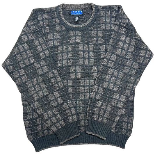 Vintage 1990s Janzten Classics Grey Patterned Knit Sweater - Size Large
