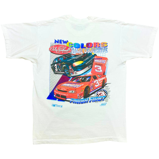 Vintage 1990s Dale Earnhardt “New Colors Same Objective” White Racing Graphic T-Shirt - Size Large (Fits S/M)