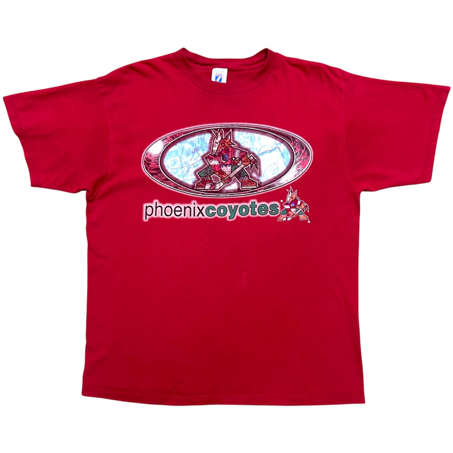 Vintage 1990s Logo 7 Phoenix Coyotes Red Graphic T-Shirt - Size XL