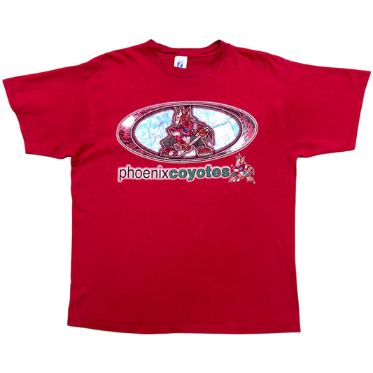 Vintage 1990s Logo 7 Phoenix Coyotes Red Graphic T-Shirt - Size XL