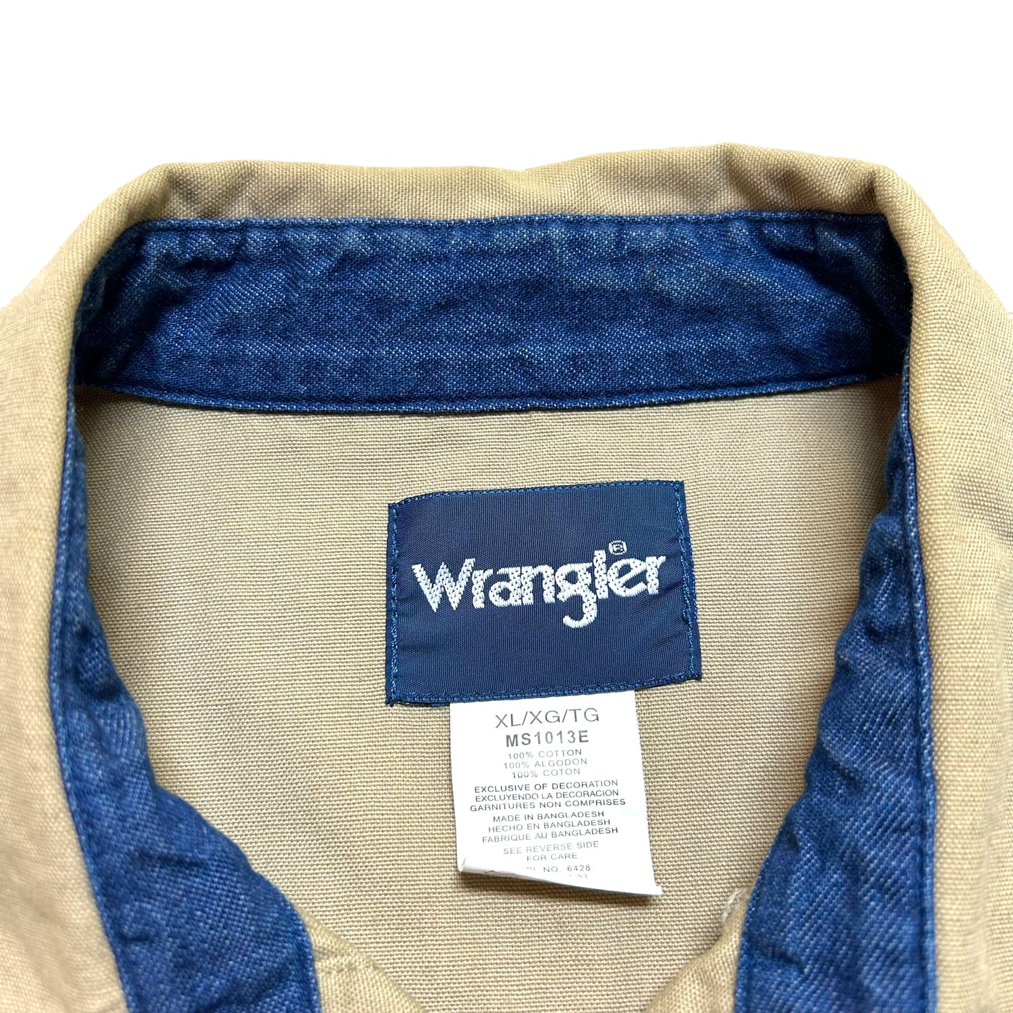 Modern Wrangler Tan Canvas/Denim Button-Up Work Shirt - Size XL