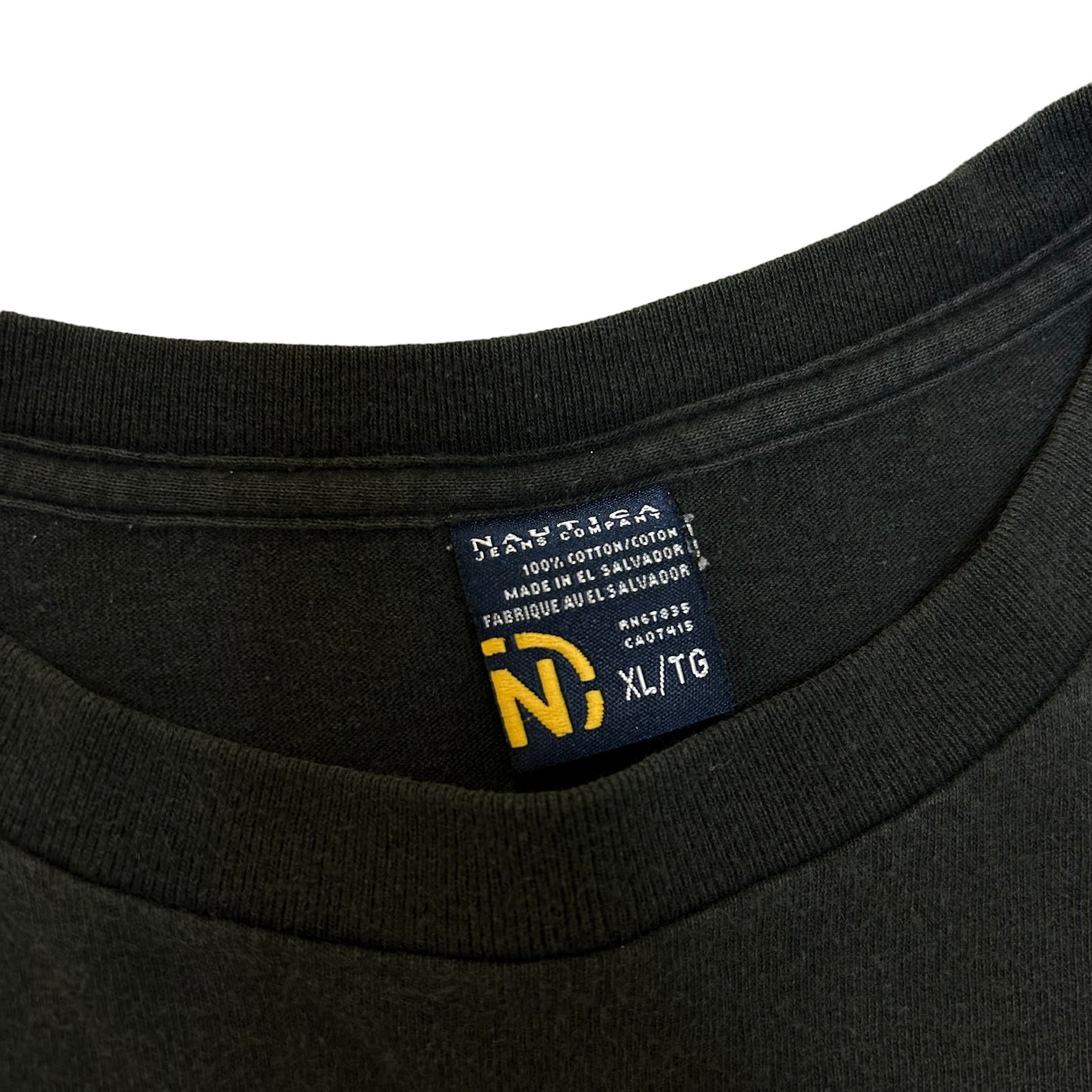 Vintage Y2K Nautica Jeans Black Graphic T-Shirt - Size XL