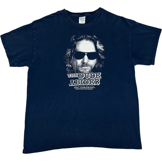 Late 2000s The Big Lebowski “The Dude Abides” Navy Blue Movie Promo Graphic T-Shirt - Size Large