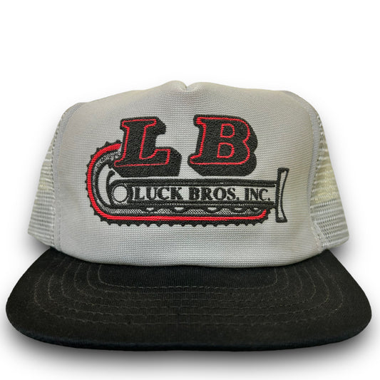 Vintage 1990s Luck Bros Inc. Grey/Black Trucker Style Snapback Hat