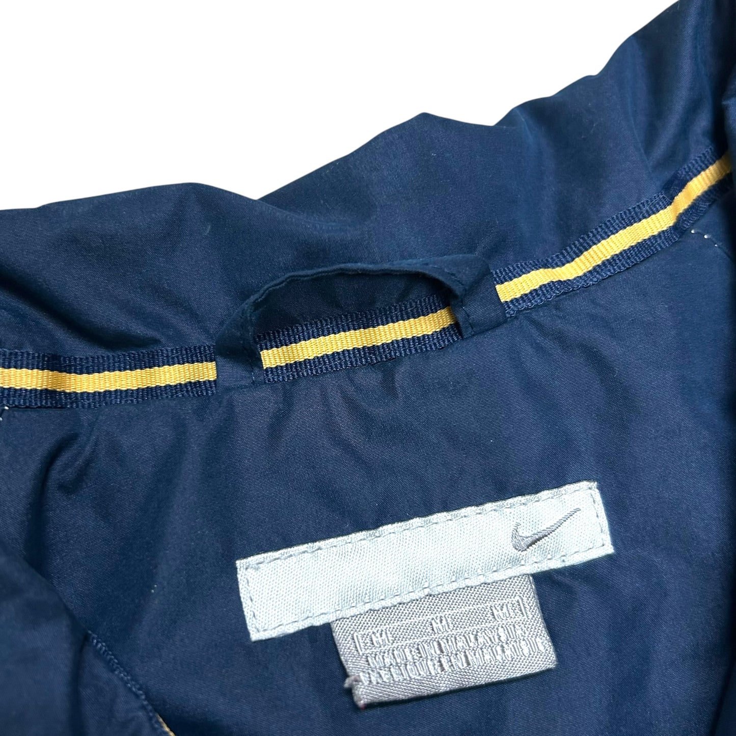 Late 2000s Nike Navy Blue/Gold Full-Zip Windbreaker Jacket - Size Medium (Fits M/L)