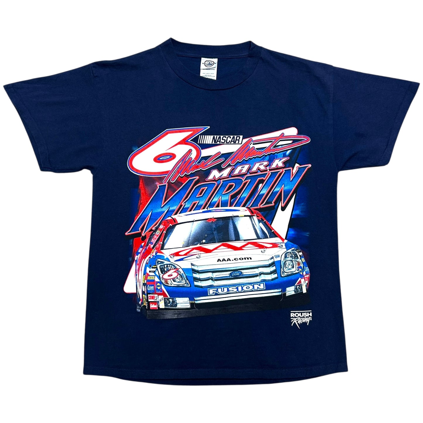 Early 2000s Mark Martin Roush Racing Navy Blue Graphic T-Shirt - Size Medium (Fits S/M)