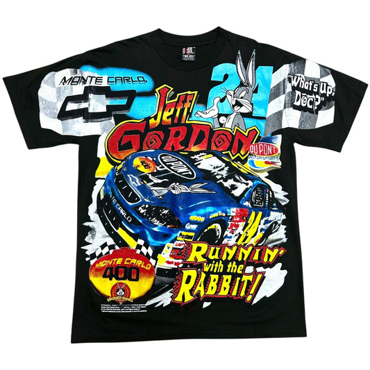 Modern Bootleg Jeff Gordon “Runnin’ With The Rabbit” Black AOP Graphic T-Shirt - Size XL
