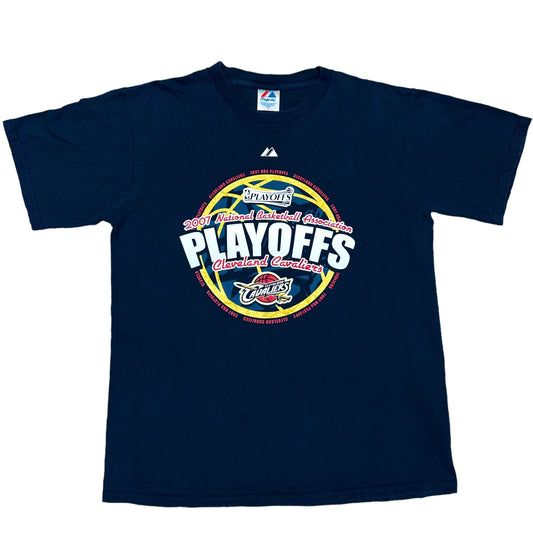 Late 2000s Cleveland Cavaliers 2007 NBA Playoffs Navy Blue Graphic T-Shirt - Size Large (Fits L/XL)
