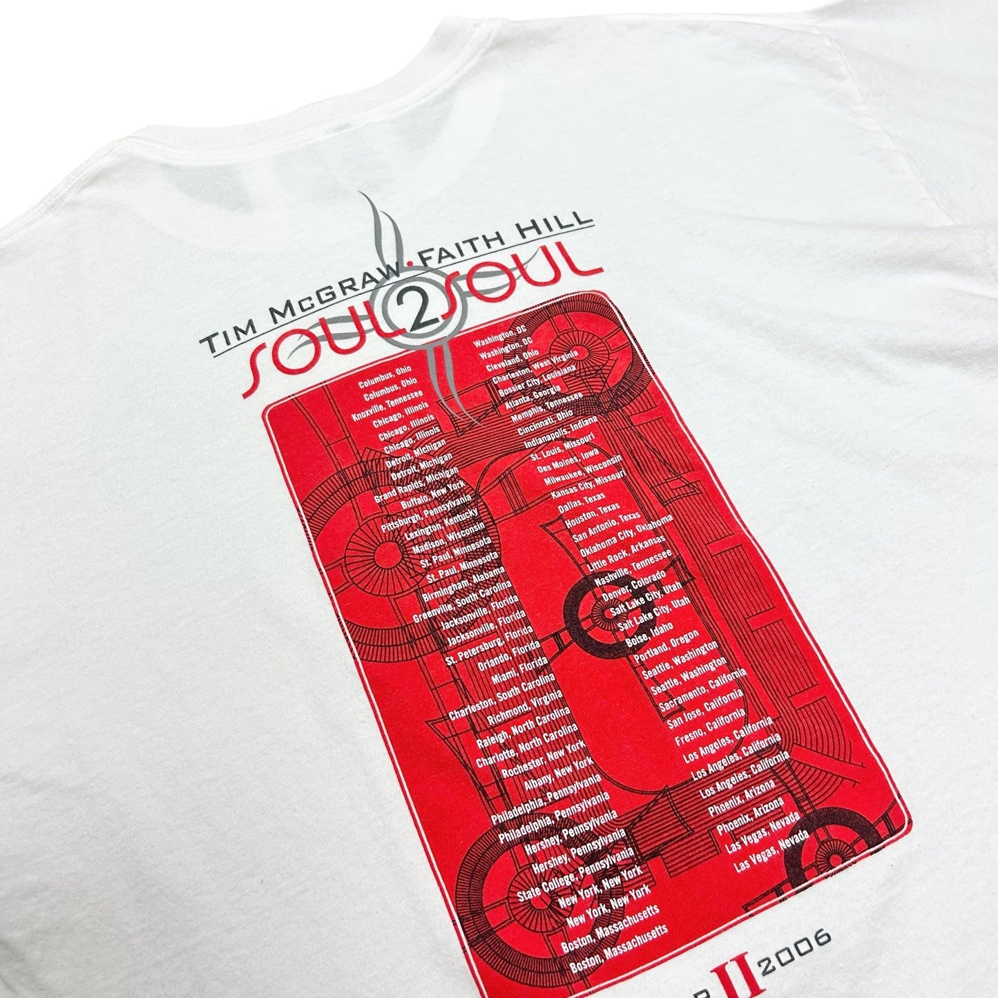 Mid-2000s Tim McGraw Faith Hill “Soul 2 Soul Tour” White Graphic T-Shirt - Size XL