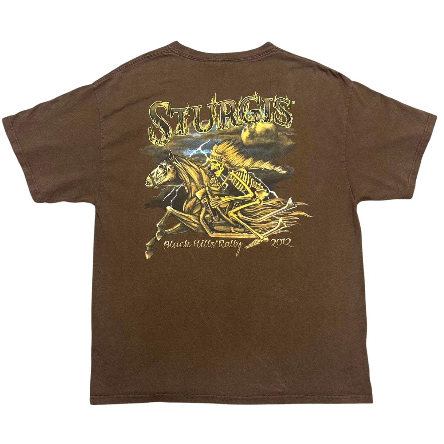 Early 2010s Sturgis Black Hills Rally 2012 Brown Graphic T-Shirt - Size XL