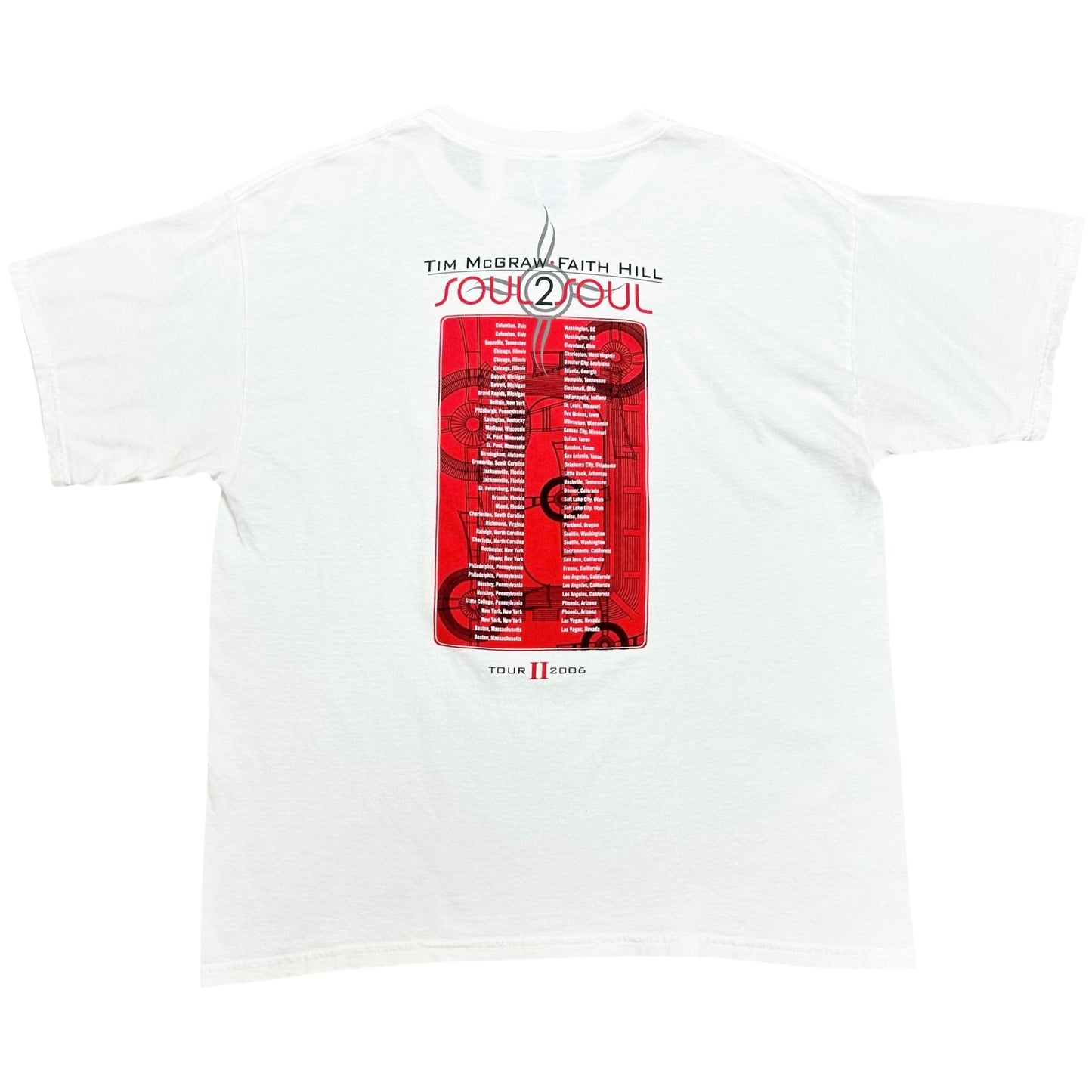 Mid-2000s Tim McGraw Faith Hill “Soul 2 Soul Tour” White Graphic T-Shirt - Size XL