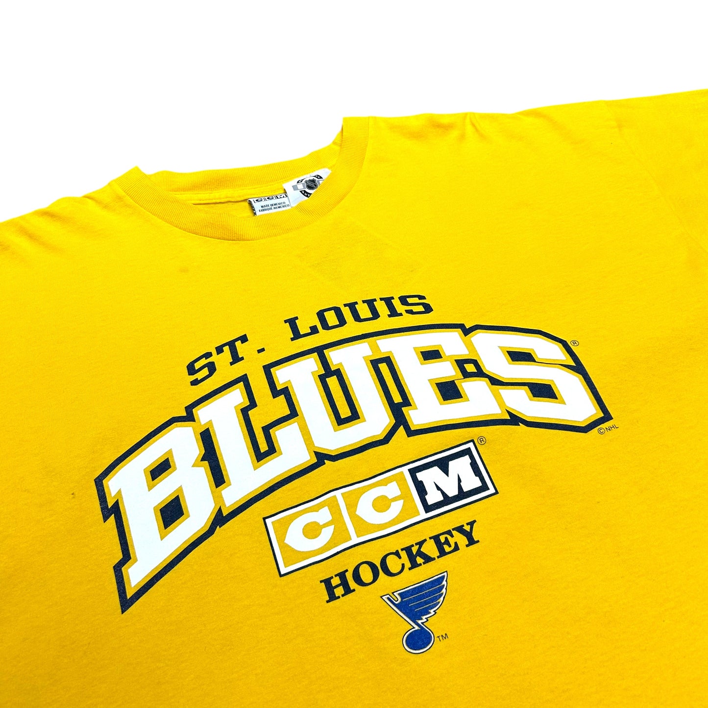 Early 2000s CCM St. Louis Blues Hockey Yellow Graphic T-Shirt - Size XXL