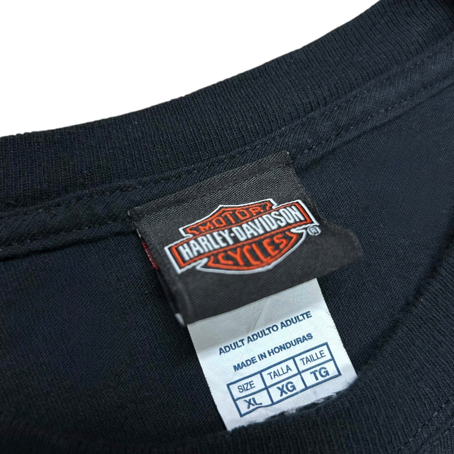 Early 2010s Roatán, Honduras Harley Davidson Black Graphic T-Shirt - Size XL (Boxy Fit)