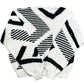 Vintage 1990s Wilke Rodriguez White/Black Geometric Design Knit Sweater - Size Large (Boxy Fit)