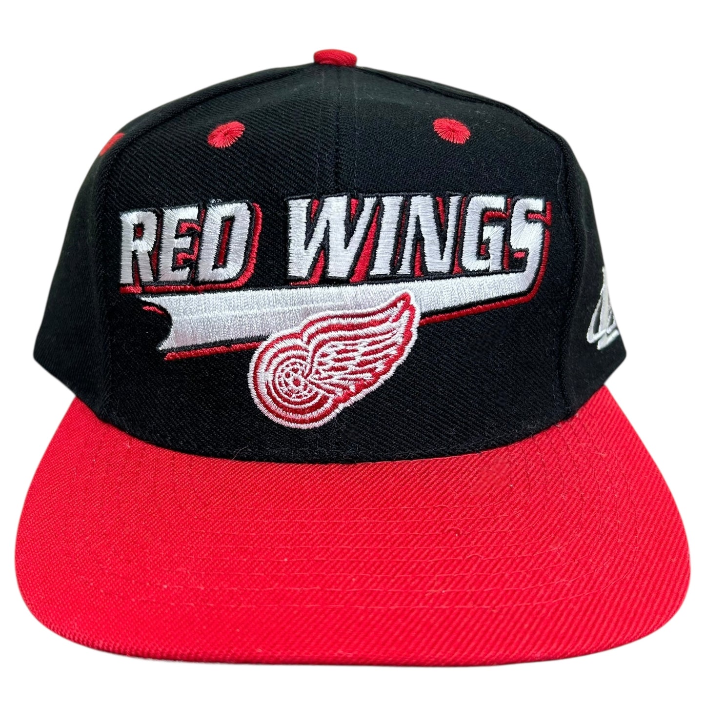 Vintage 1990s Logo Athletic Detroit Red Wings Black/Red Snapback Hat - One Size