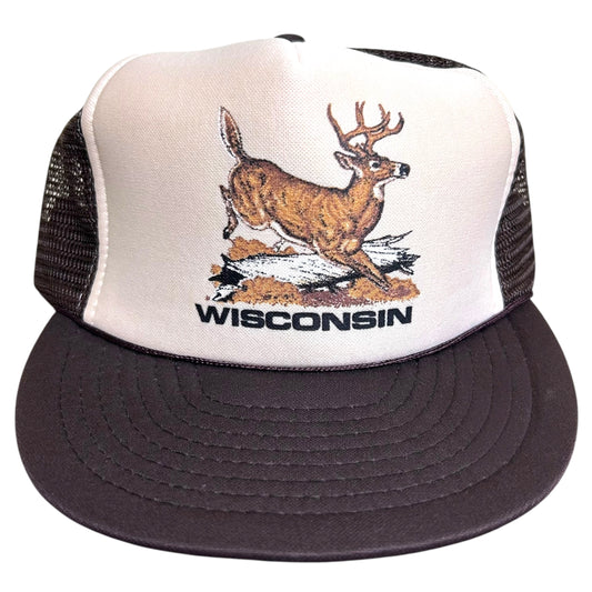 NWOT Vintage 1980s Wisconsin Tan/Brown Trucker Style Hat - One Size