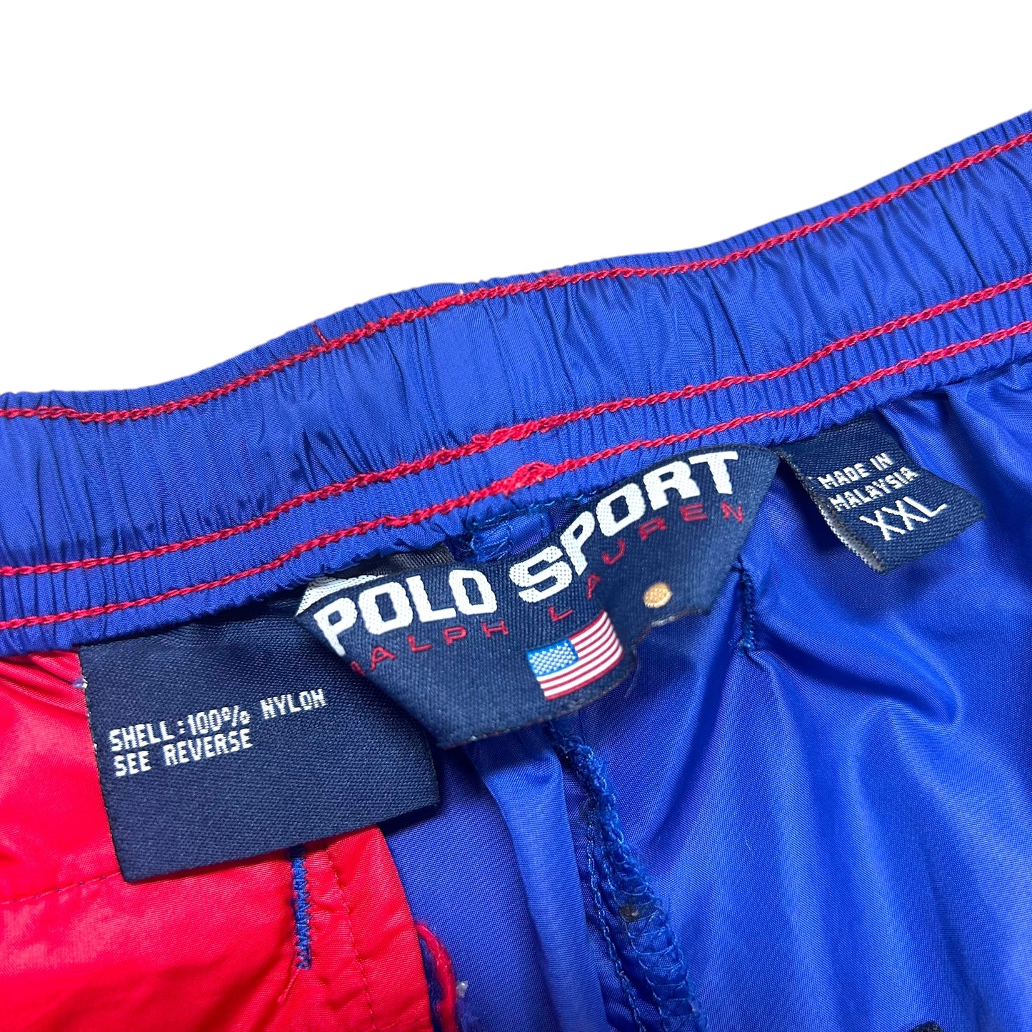 Early 2000s Polo Sport Ralph Lauren Red/Blue Nylon Shorts - Size XXL (Waist Measures 34”)