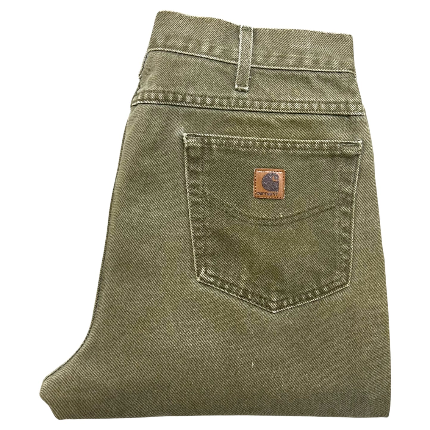 Late 2000s Carhartt Olive Green Cropped Relaxed Fit Jeans - Size 34” x 27”