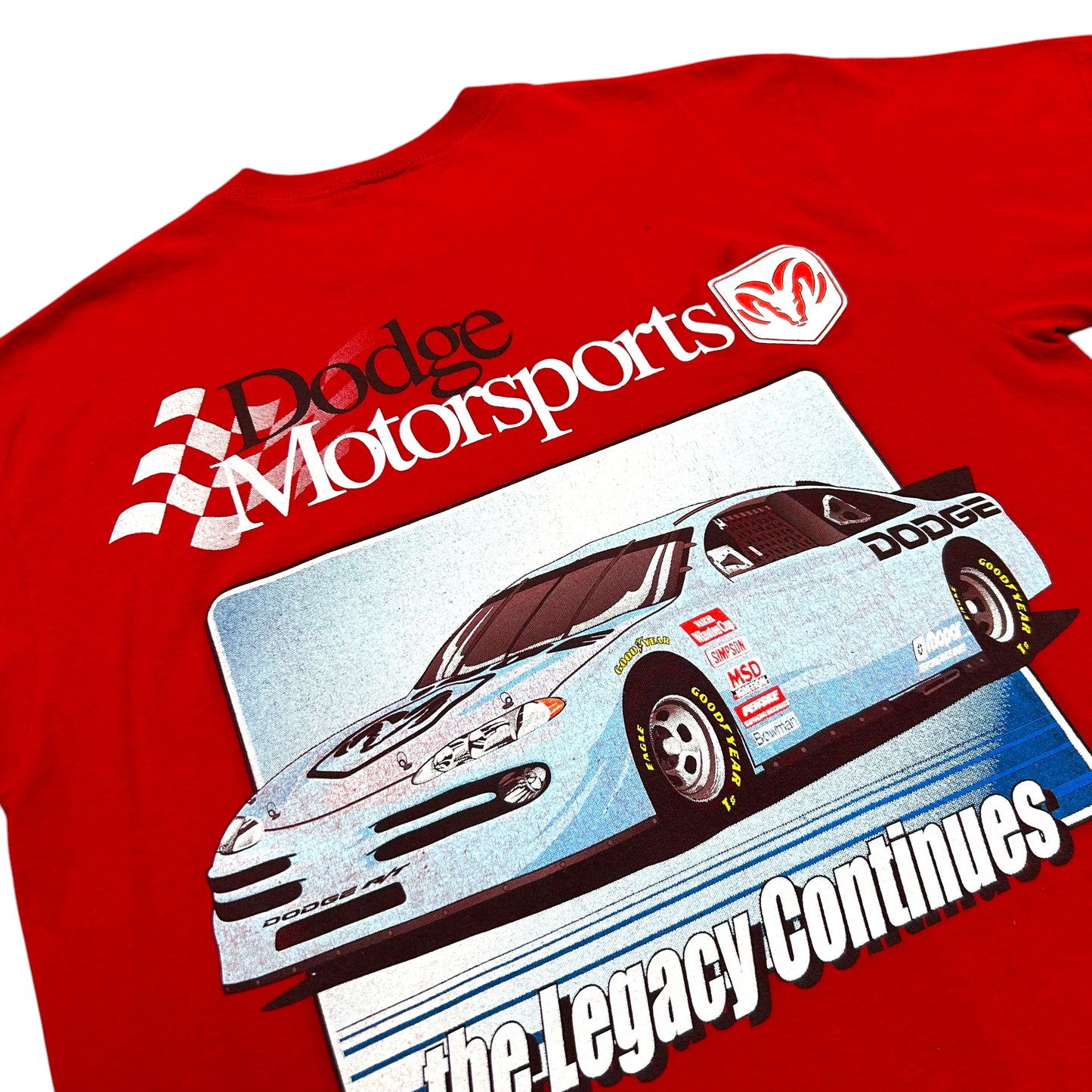 Early 2000s Dodge Motorsports Red Racing Graphic T-Shirt - Size Large