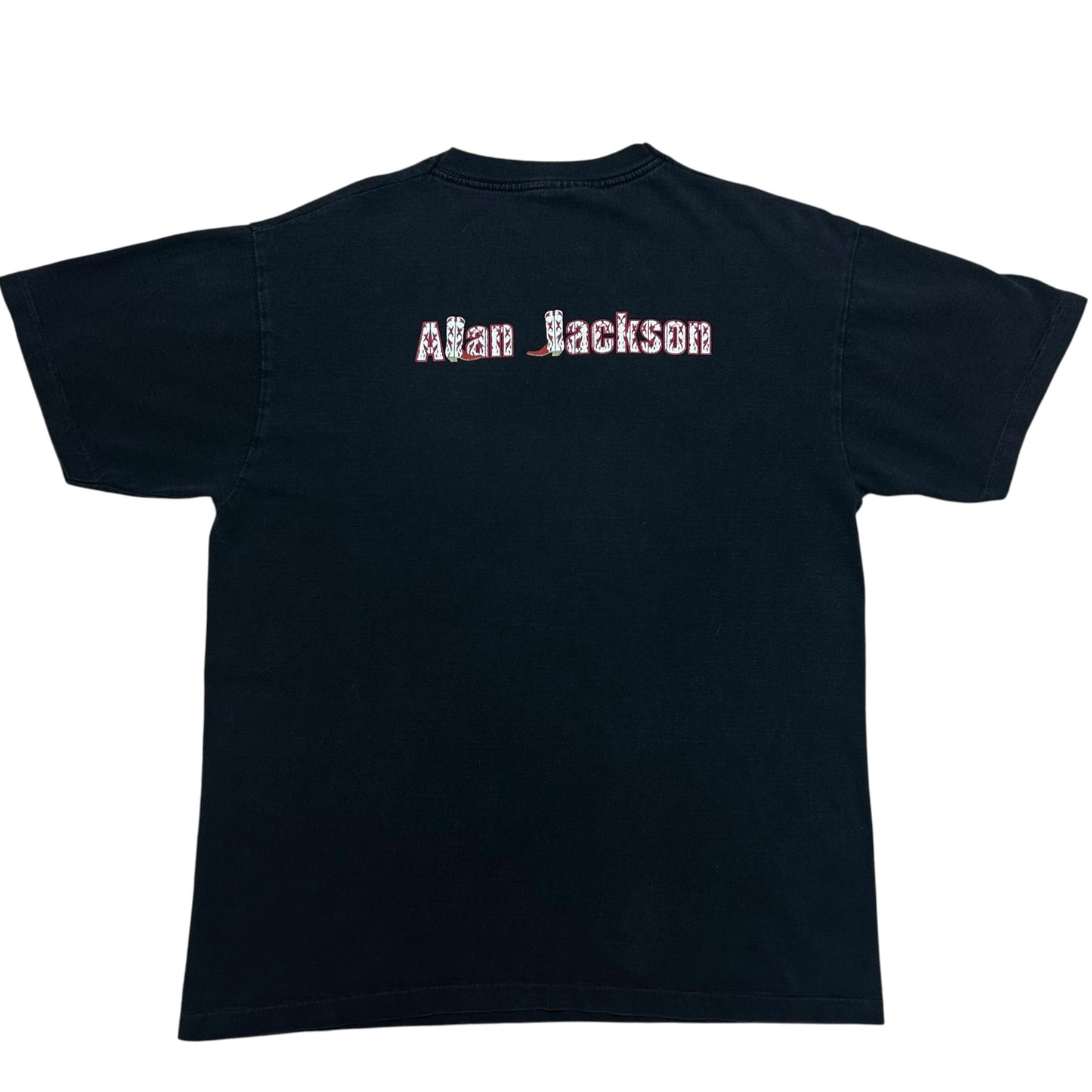 Vintage 1990s Alan Jackson Black Graphic T-Shirt - Size Large