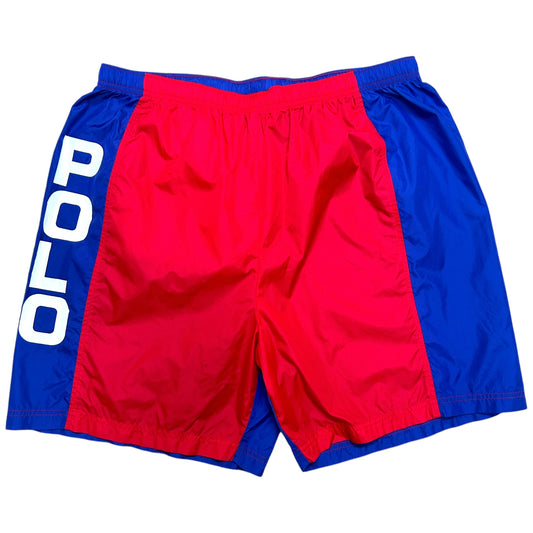 Early 2000s Polo Sport Ralph Lauren Red/Blue Nylon Shorts - Size XXL (Waist Measures 34”)