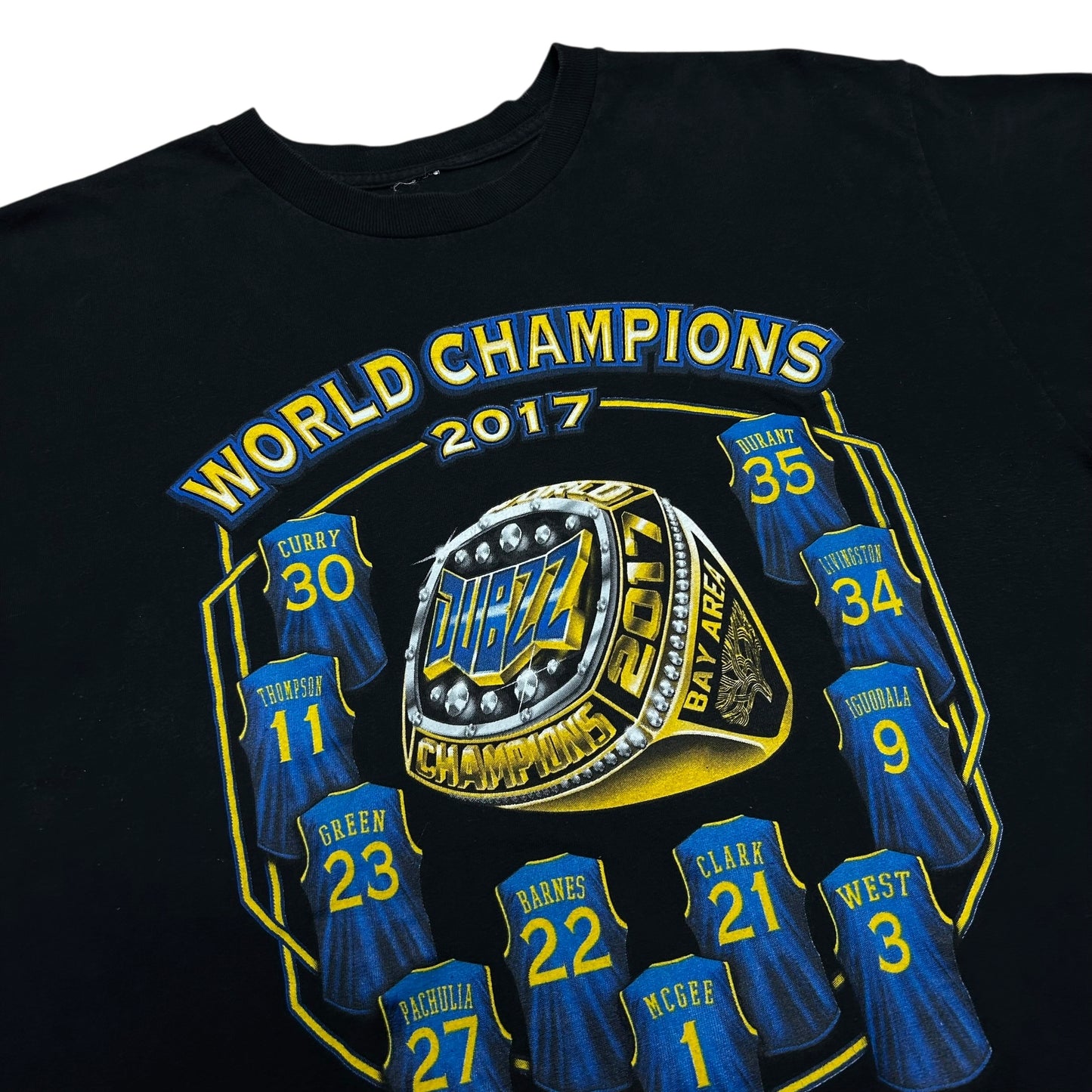 Late 2010s Golden State Warriors NBA Champions Black Graphic T-Shirt - Size XL (Fits L/XL)