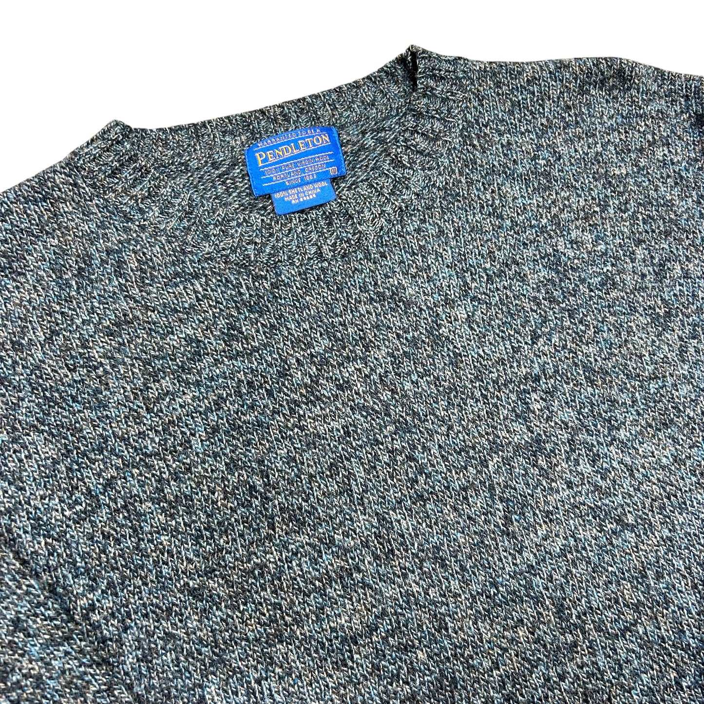 Modern Pendleton Grey/Blue 100% Wool Knit Sweater - Size Medium