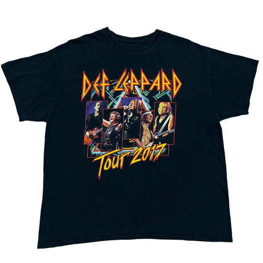 Modern Def Leppard Band Tour 2017 Black Graphic T-Shirt - Size Large