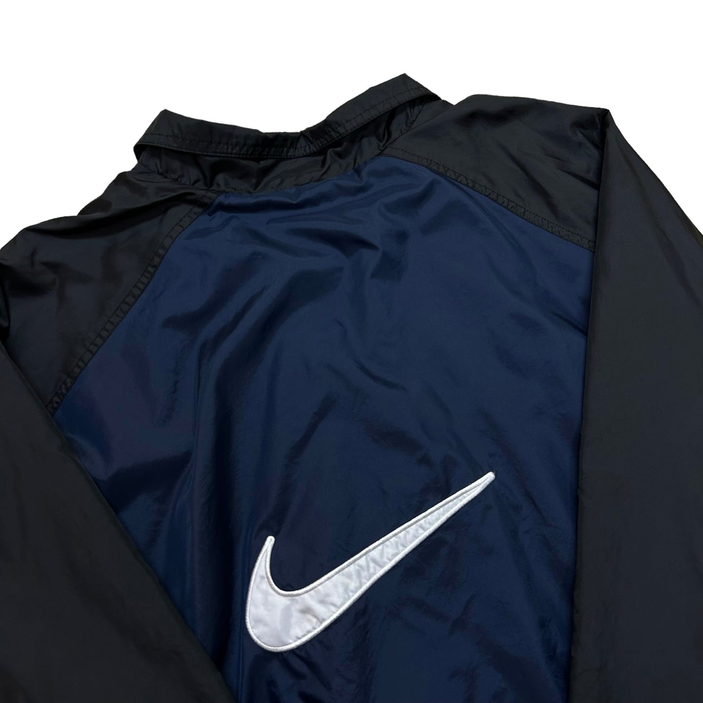 Vintage Y2K Nike Navy Blue/Black Full-Zip Windbreaker Jacket - Size Medium