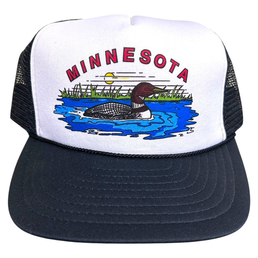 NWOT Vintage 1980s Minnesota White/Black Trucker Style Hat - One Size
