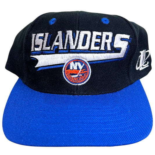 Vintage 1990s Logo Athletic New York Islanders Black/Blue Snapback Hat - One Size