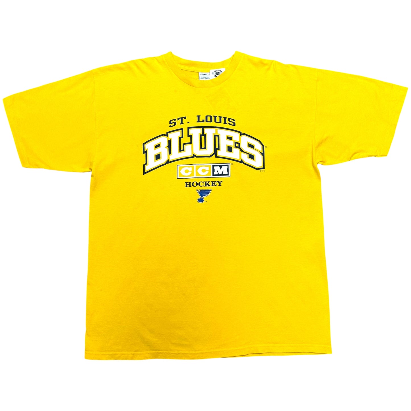 Early 2000s CCM St. Louis Blues Hockey Yellow Graphic T-Shirt - Size XXL