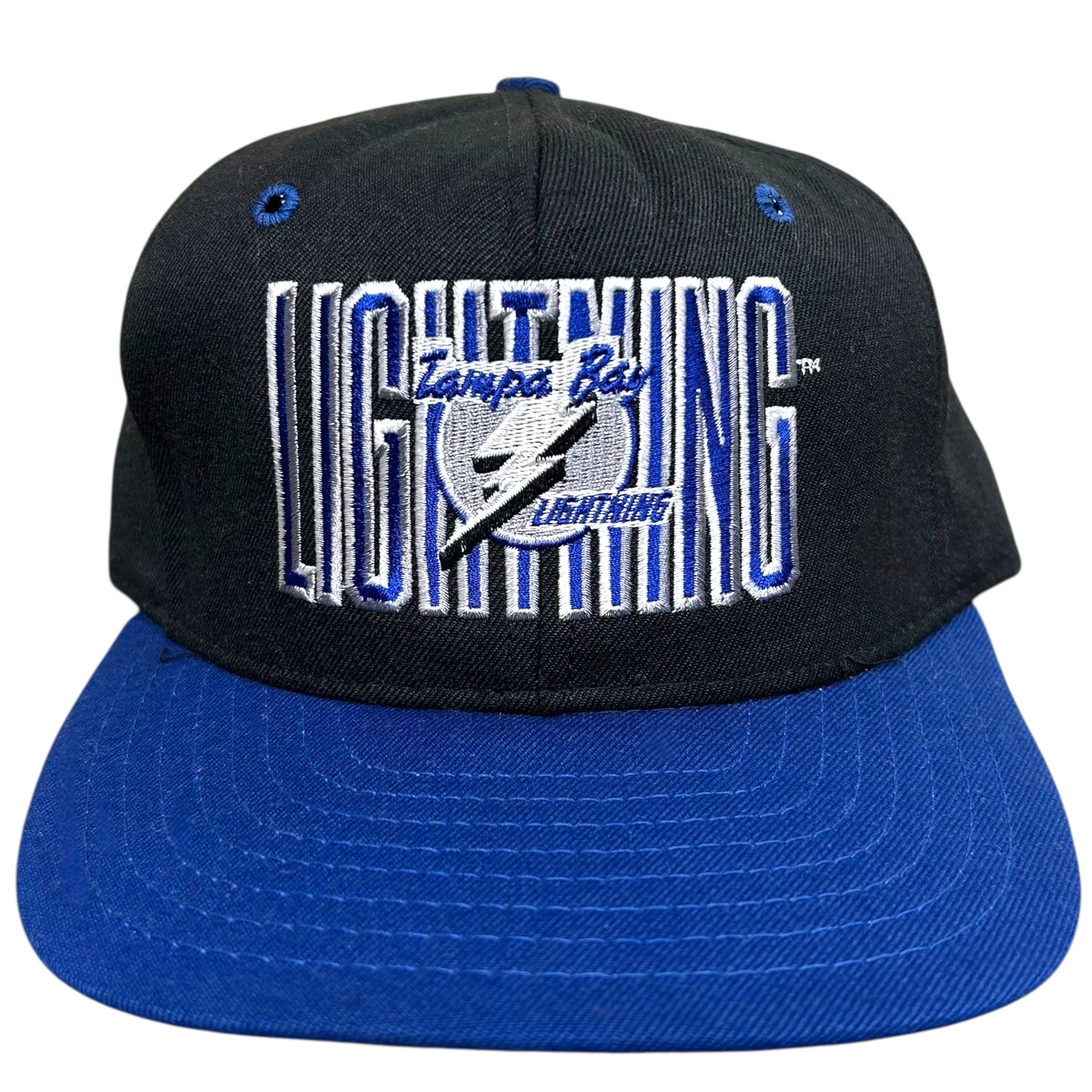 Vintage 1990s Tampa Bay Lightning Black/Blue Snapback Hat - One Size