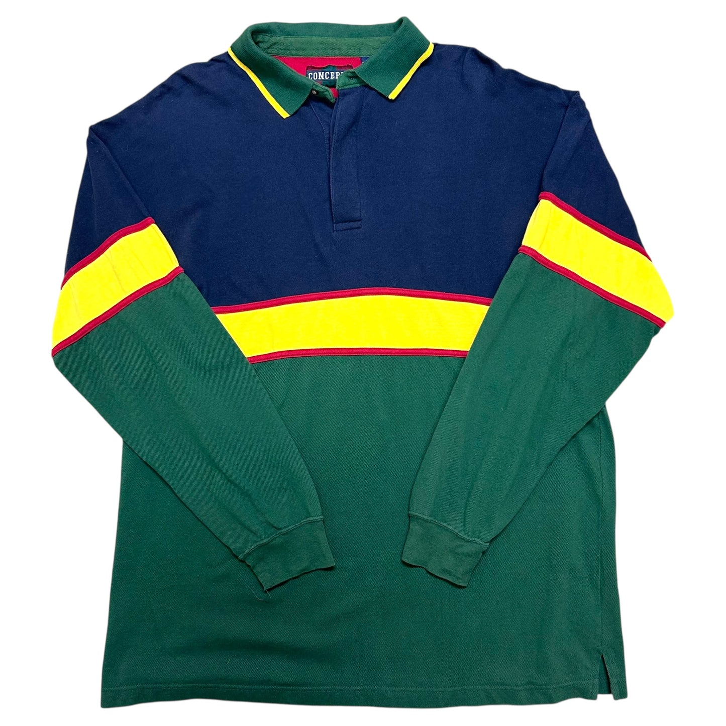 Vintage 1990s “Concepts” Blue/Green/Yellow Long Sleeve Collared Shirt - Size XXL