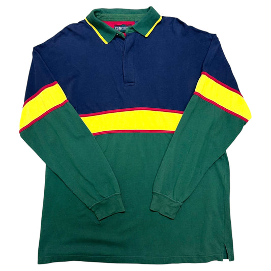 Vintage 1990s “Concepts” Blue/Green/Yellow Long Sleeve Collared Shirt - Size XXL