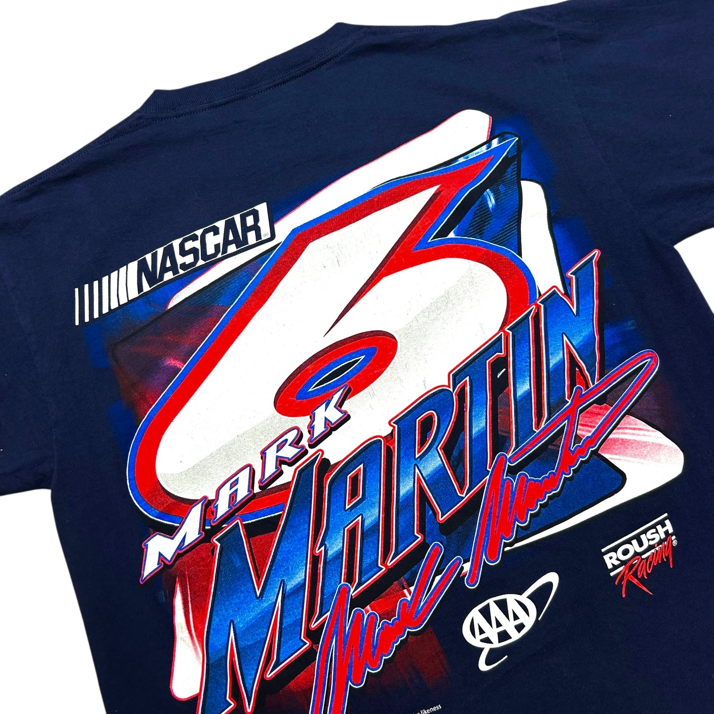 Early 2000s Mark Martin Roush Racing Navy Blue Graphic T-Shirt - Size Medium (Fits S/M)