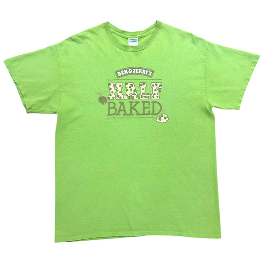 Early 2010s Ben & Jerry’s Ice Cream “Half Baked” Green Graphic T-shirt - Size Large