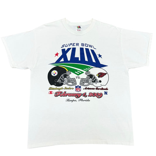 Late 2000s Super Bowl XLIII Pittsburgh Steelers Arizona Cardinals White Graphic T-Shirt - Size XL