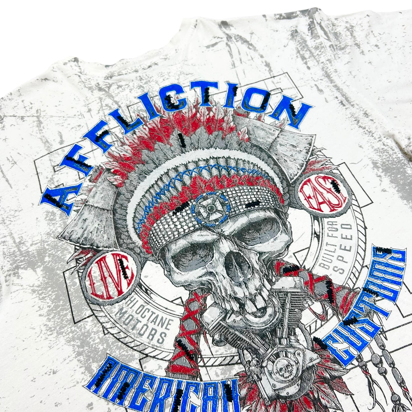 Modern Affliction “American Customs” White Y2K Graphic T-Shirt - Size Large (Fits L/XL)