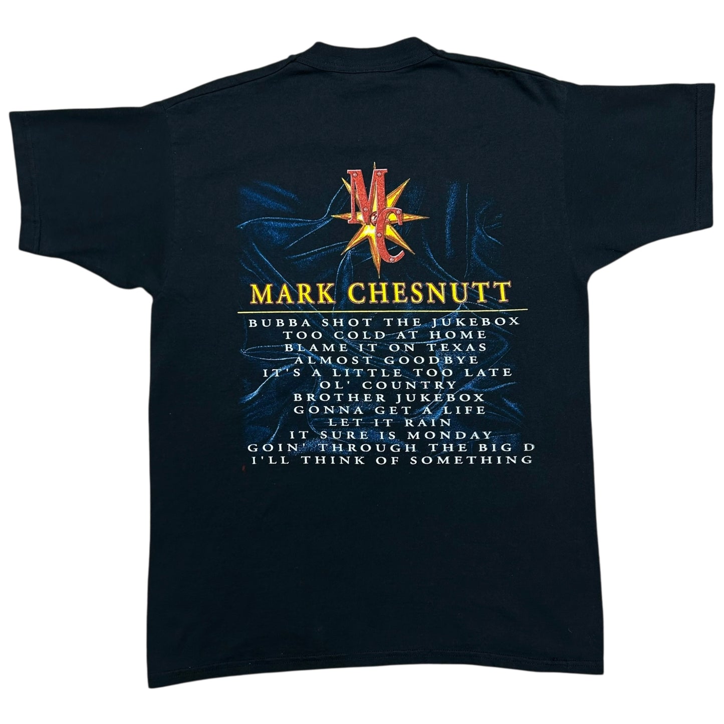 Vintage 1990s Mark Chesnutt Black Country Music Graphic T-Shirt - Size Large