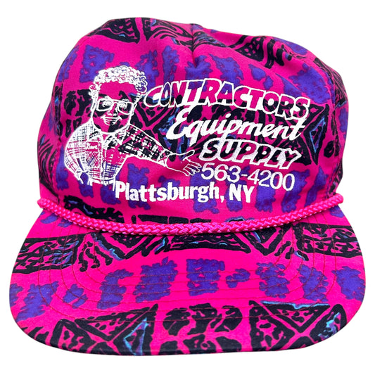 Vintage 1990s Contractors Equipment Supply Pink Patterned Snapback Hat - One Size